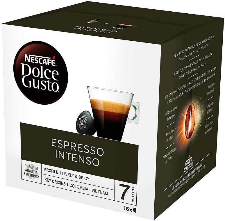 NESCAFE Dolce Gusto Espresso Intenso Coffee Pods - 48 Capsules (3 Boxes of 16)
