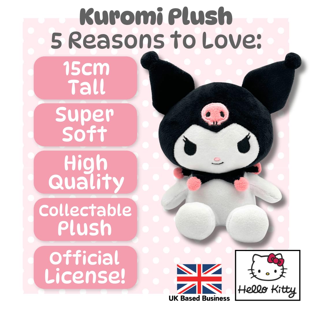 Hello Kitty Kuromi Plush Toy - 15cm Sitting Soft Stuffed Animal for Collectors