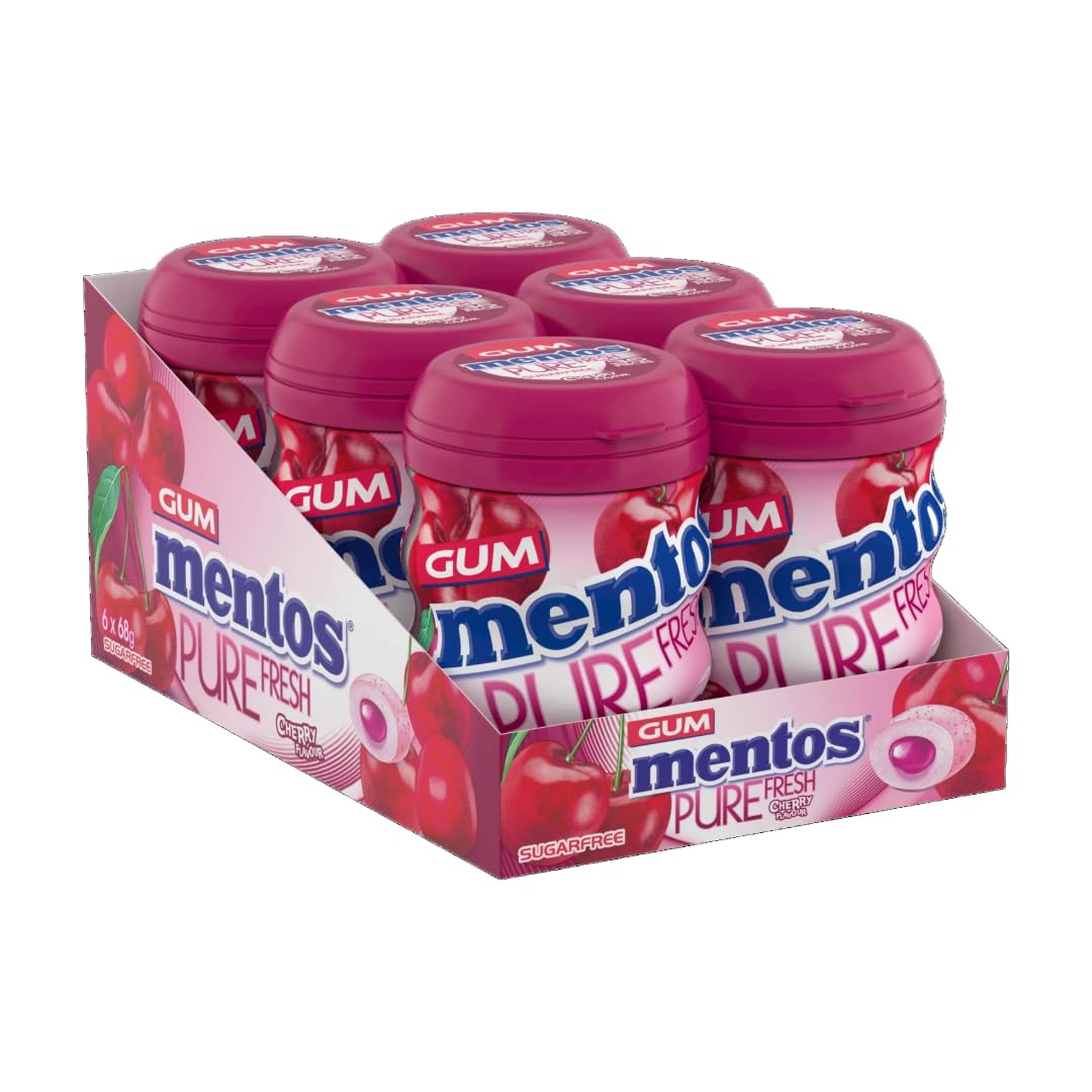 Mentos Pure Fresh Cherry Chewing Gum 35 Pieces – Sugar-Free, Xylitol-Sweetened, Gluten-Free
