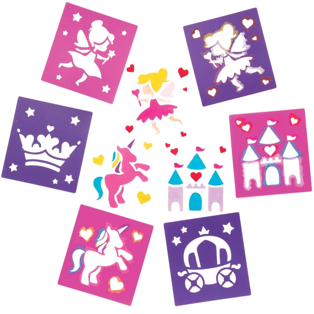 Baker Ross AR939 Fairy Princess Stencil Set - 6 Assorted Designs for Arts and Crafts