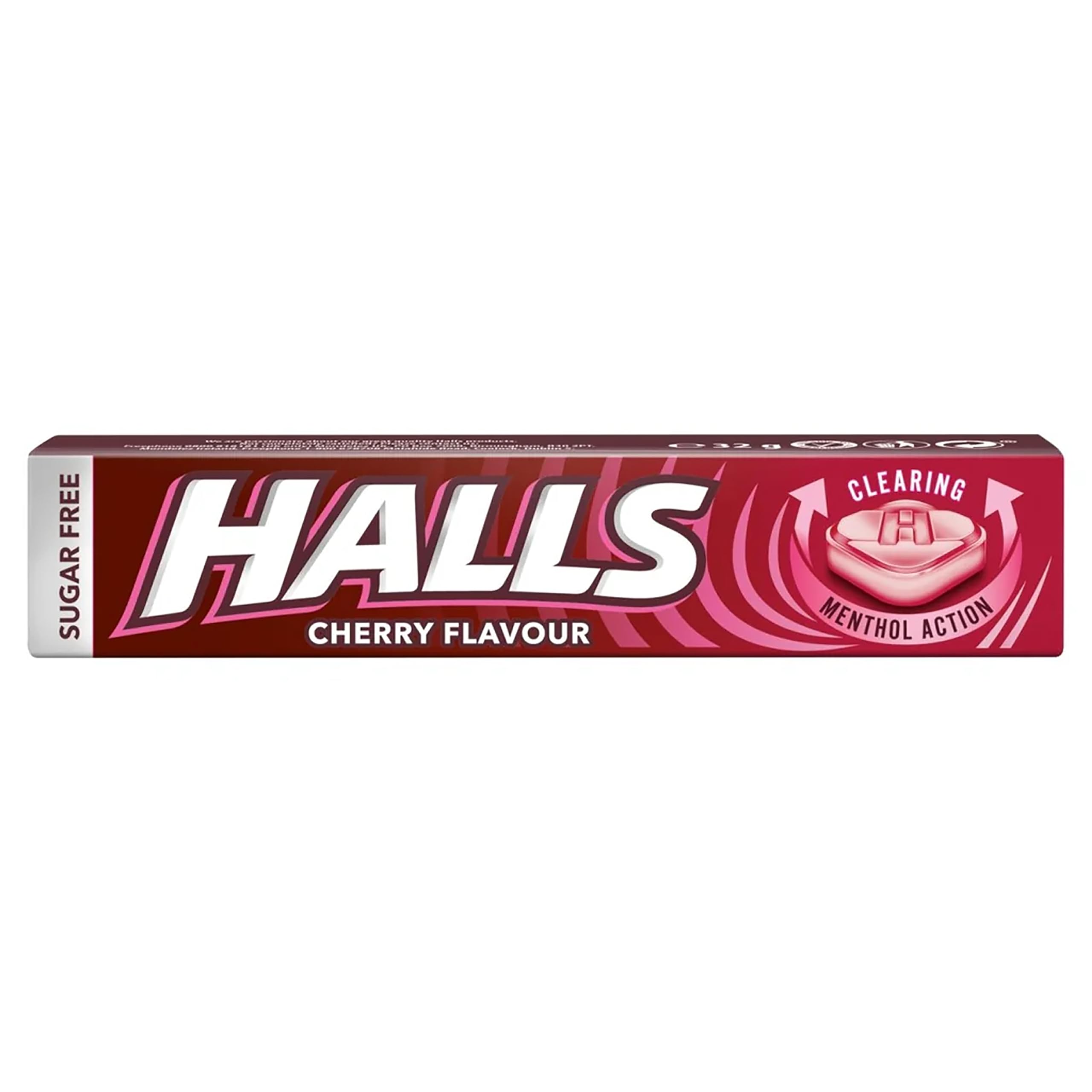 Halls Sugar Free Cherry Flavour with Clearing Menthol Action Sweets (32g)