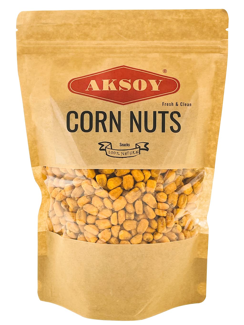 AKSOY Natural Craving Salted and Roasted Corn Nuts - Heart-Healthy Snack | 500g Resealable Bag
