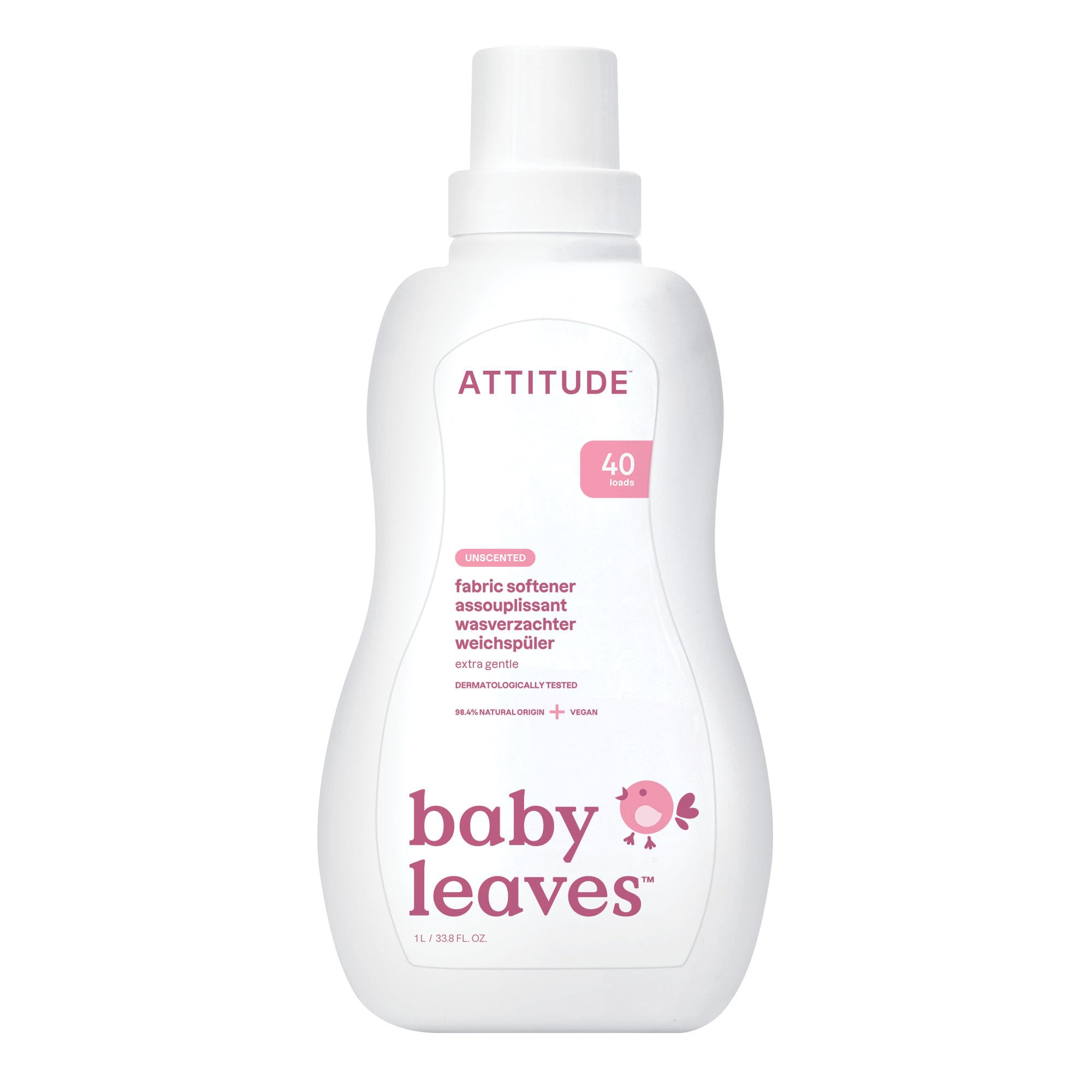 ATTITUDE Baby Fabric Softener Liquid - Unscented, EWG Verified, 98% Natural-Origin Formula