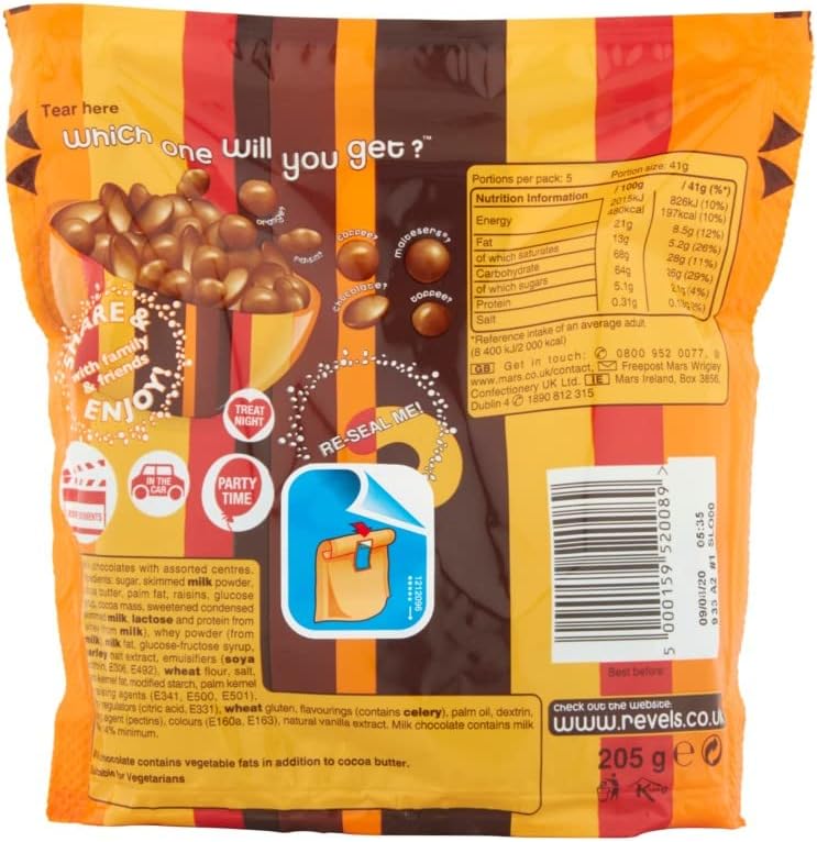 Revels Chocolate Pouch, 205g - Variety Pack of Bitesize Chocolates 2