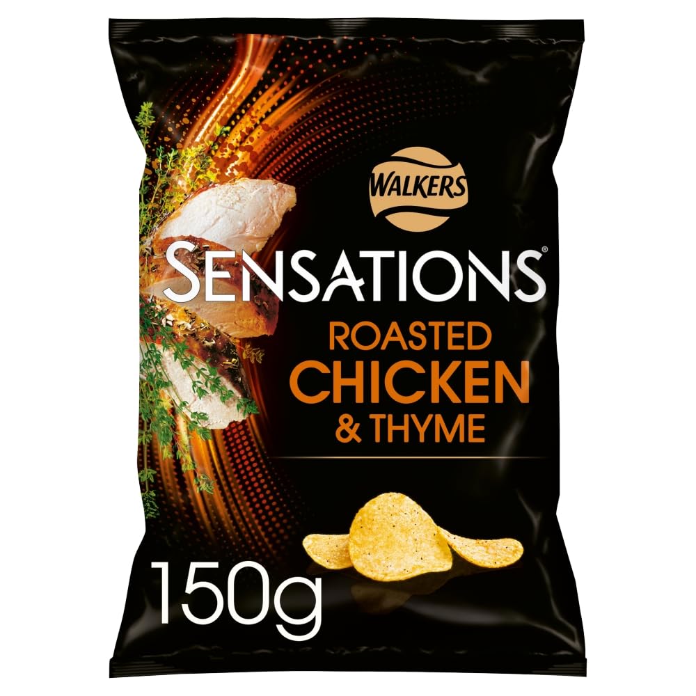 Sensations Roast Chicken & Thyme Thick Cut Premium Potato Crisps, Sharing Bag 150g 8