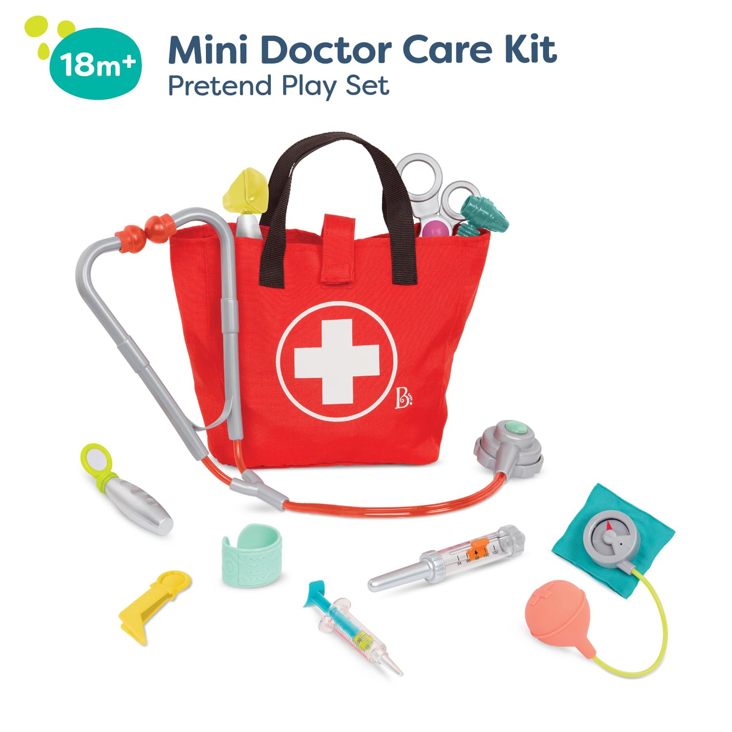 B. toys Mini Doctor Care Kit - Realistic Pretend Play Set for Toddlers & Kids 18m+