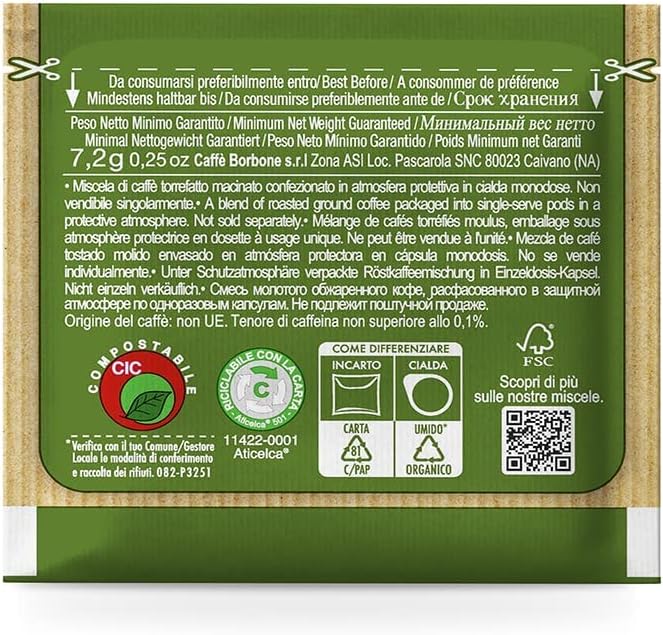 Caffè Borbone - Decaffeinated Coffee Compostable Pods (150 Pods, ESE 44mm) 6