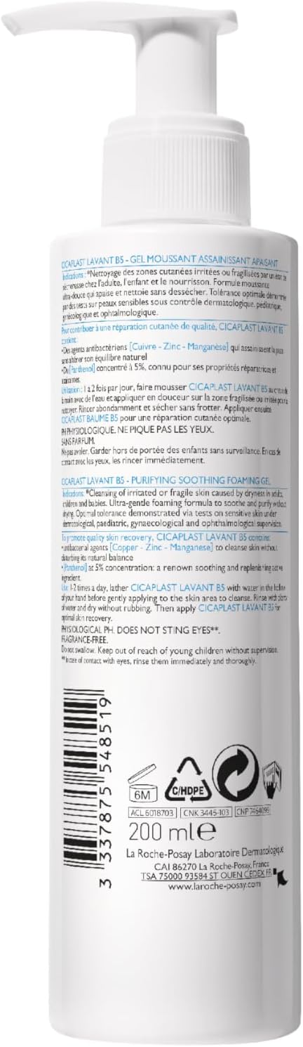 La Roche-Posay - Cicaplast B5 Sanftes, beruhigendes Waschgel (200 ml) (‎3337875548519) 3