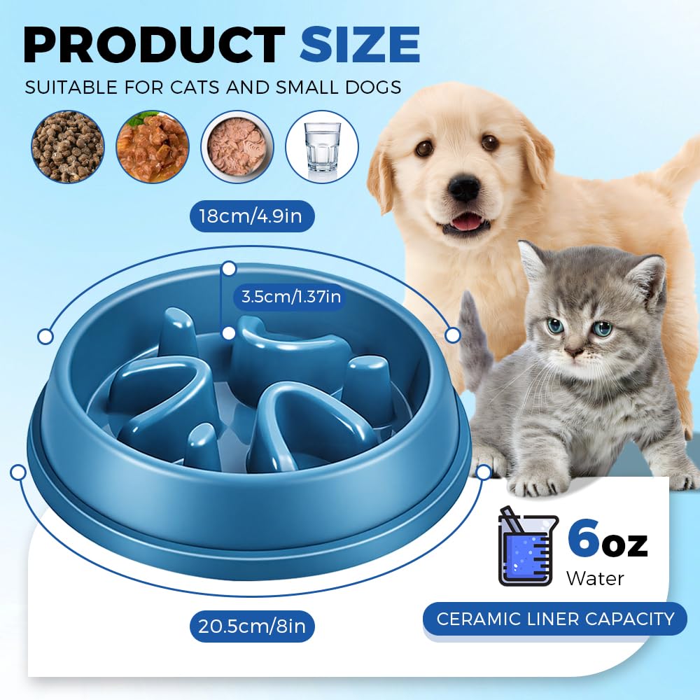 Woobroo Slow Feeder Dog Bowl - Anti-Choking Puzzle Feeder for Small, Medium, Large Breeds | Blue 3