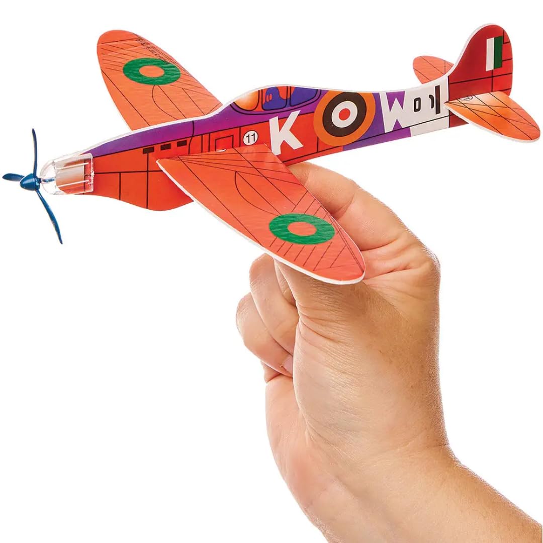 Baker Ross W314 Power Prop Flying Glider Planes - Pack of 6, Assorted Colors, Easy Assembly Foam Airplanes for Kids 5