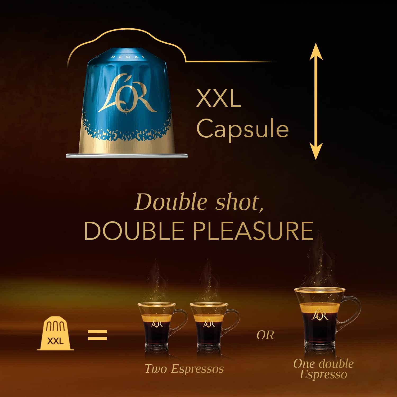 L'OR Barista Double Decaffeinato XXL Aluminium Coffee Capsules - Pack of 50 (5 x 10 Pods)