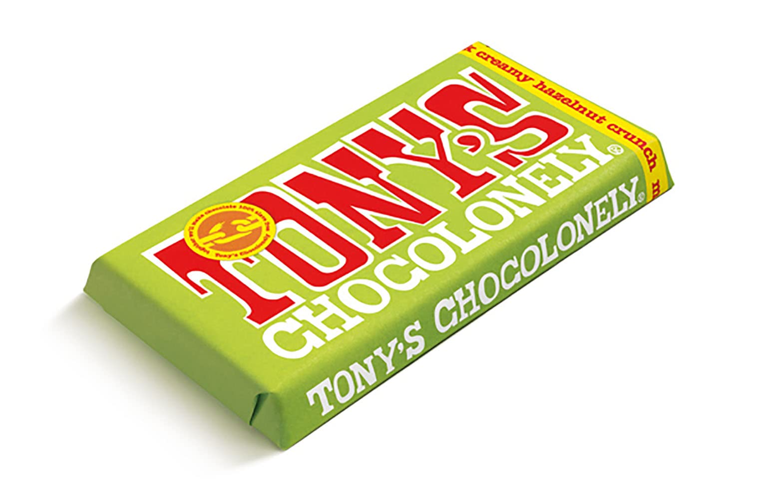 Tony's Chocolonely Milk Chocolate with Hazelnut Crunch Bar - 180g, Belgian Fairtrade, Vegetarian