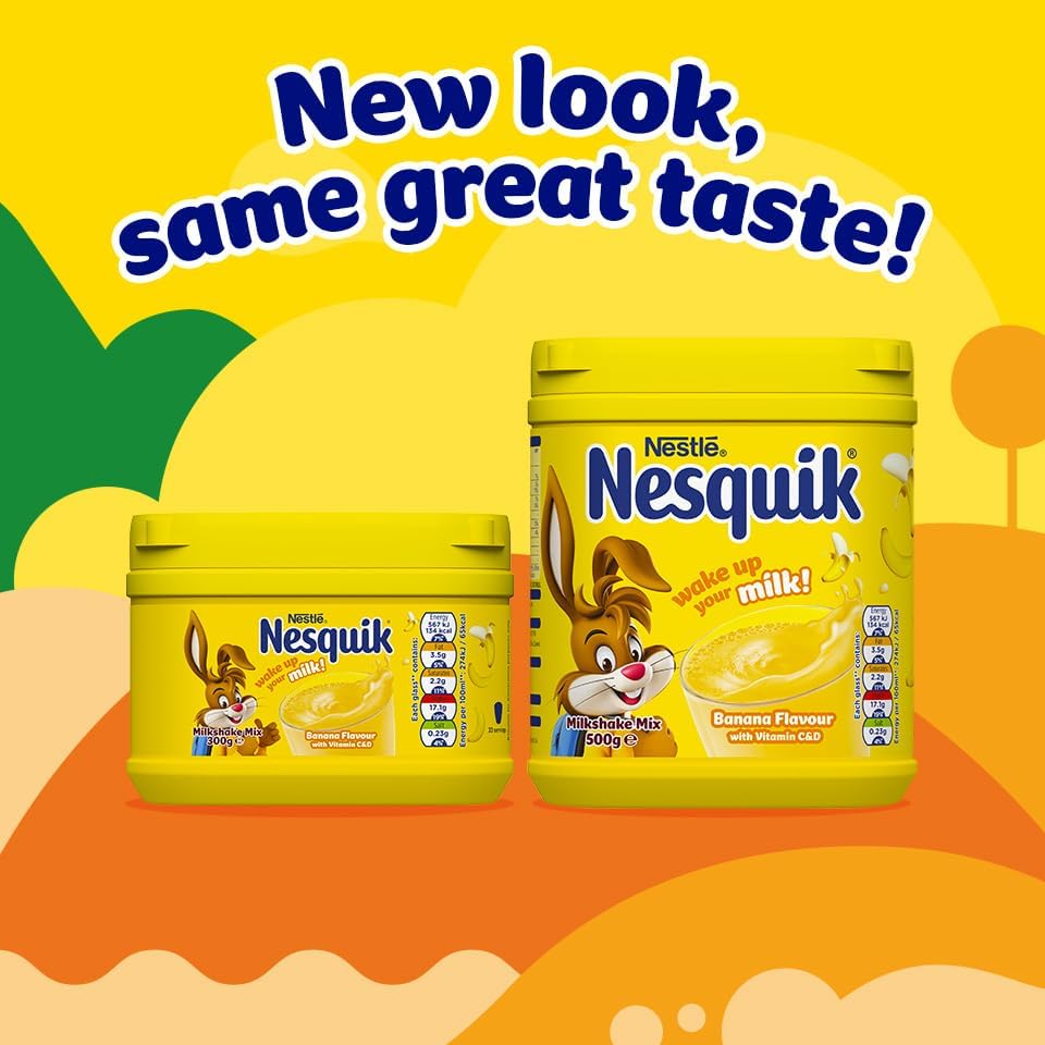 Nesquik Banana Milkshake Mix 500g - Gluten Free Powder with No Artificial Colours or Flavourings