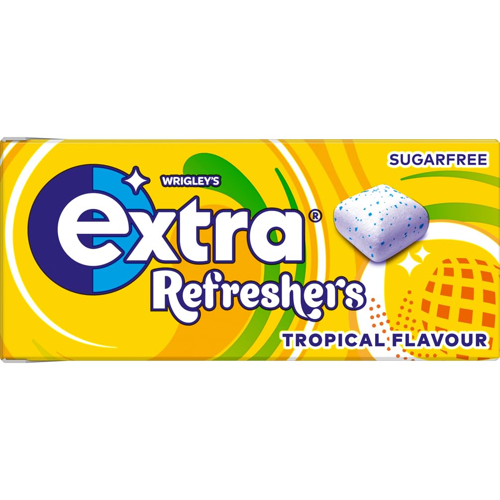 Extra Refreshers Tropical Flavour Sugar-Free Chewing Gum - 16 Packs (112 Pieces) with Xylitol 5