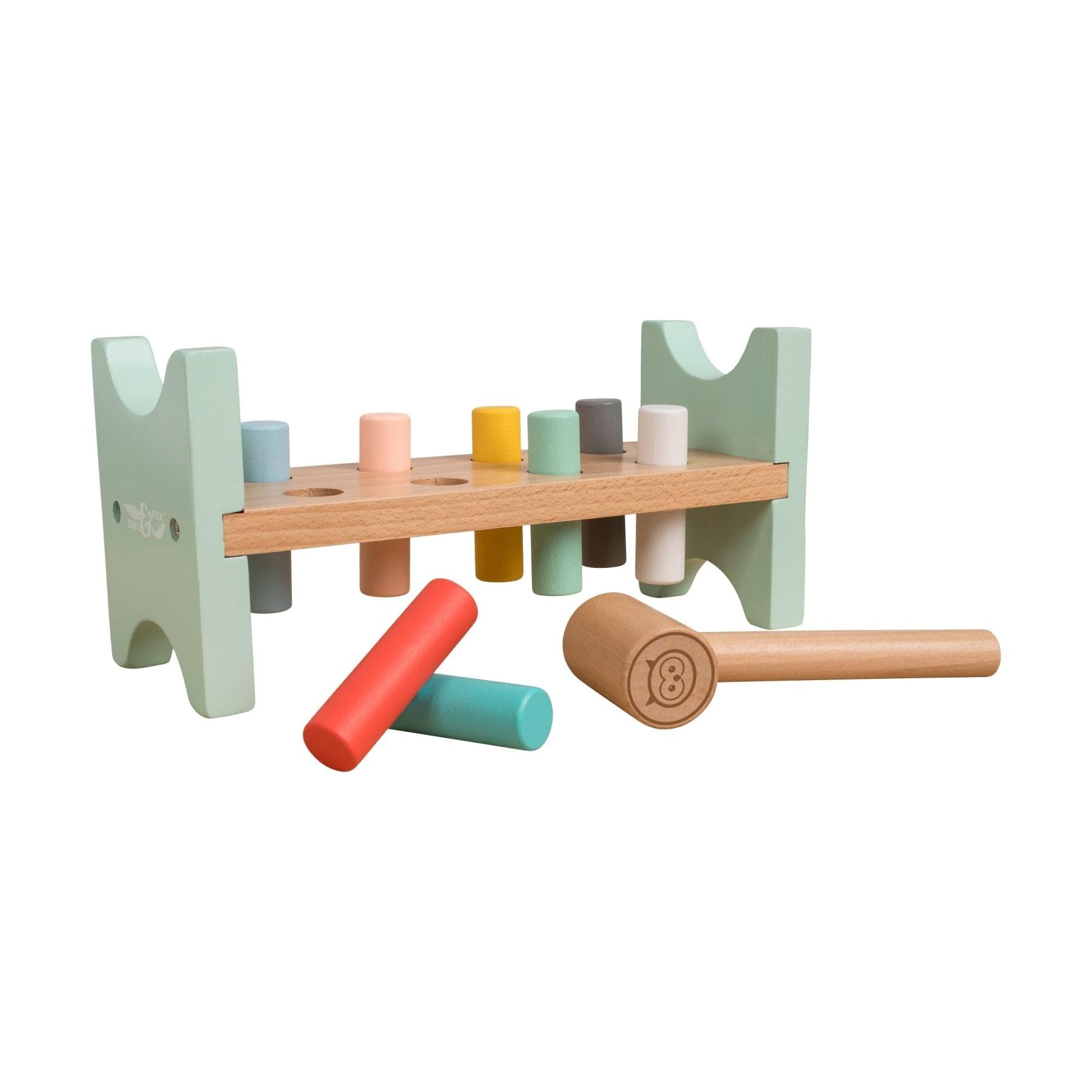 Owl & Fox Wooden Hammer Bench - Educational Pounding Toy for Toddlers 12 Months+