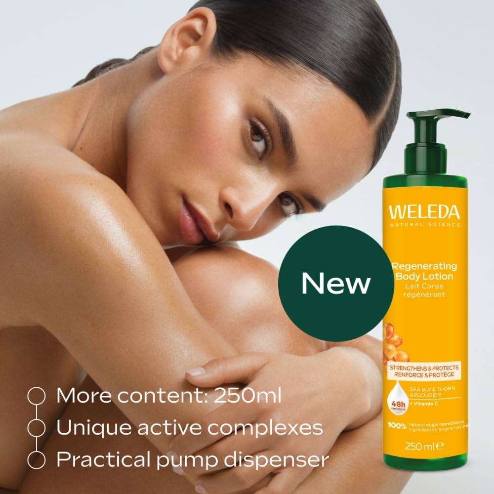 Weleda Regenerating Body Lotion with Sea Buckthorn - 48hr Moisture, Organic Ingredients, 250ml
