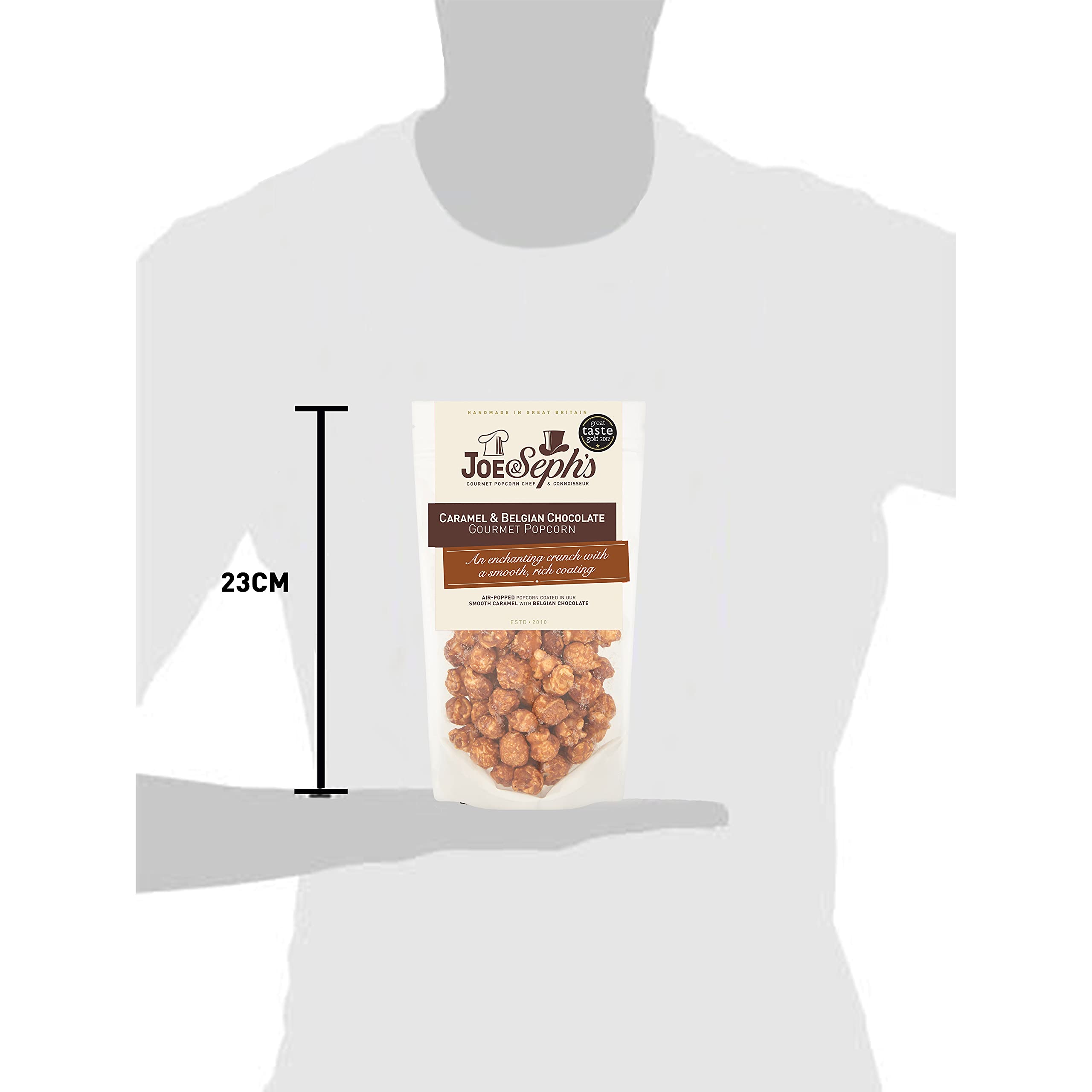 Joe & Sephs Belgian Chocolate Popcorn (4x80g) - Gourmet Air-Popped Snack, 1 Star Great Taste Award, Vegetarian, Movie Night Treat