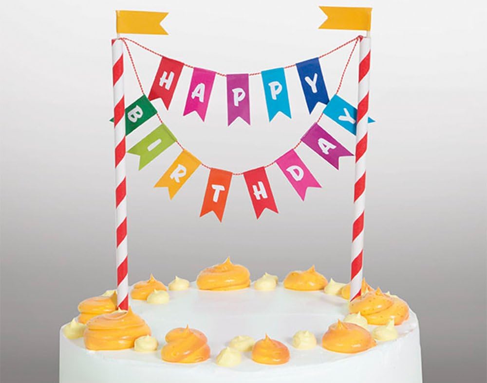 Rainbow Birthday Cake Bunting Topper - Happy Birthday Cake Decoration 4