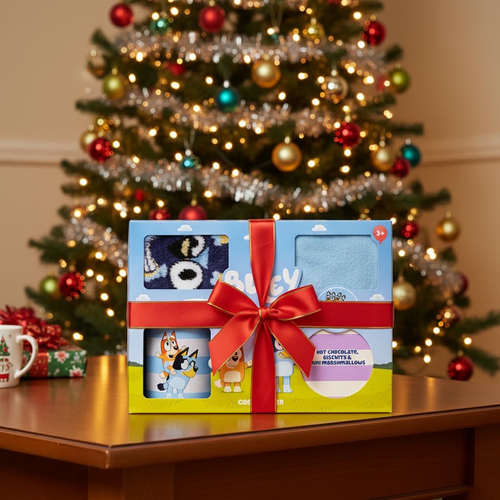 Bluey - Cosy Hot Chocolate Hamper with Ceramic Mug, Fluffy Socks & Dairy-Free Treats 15