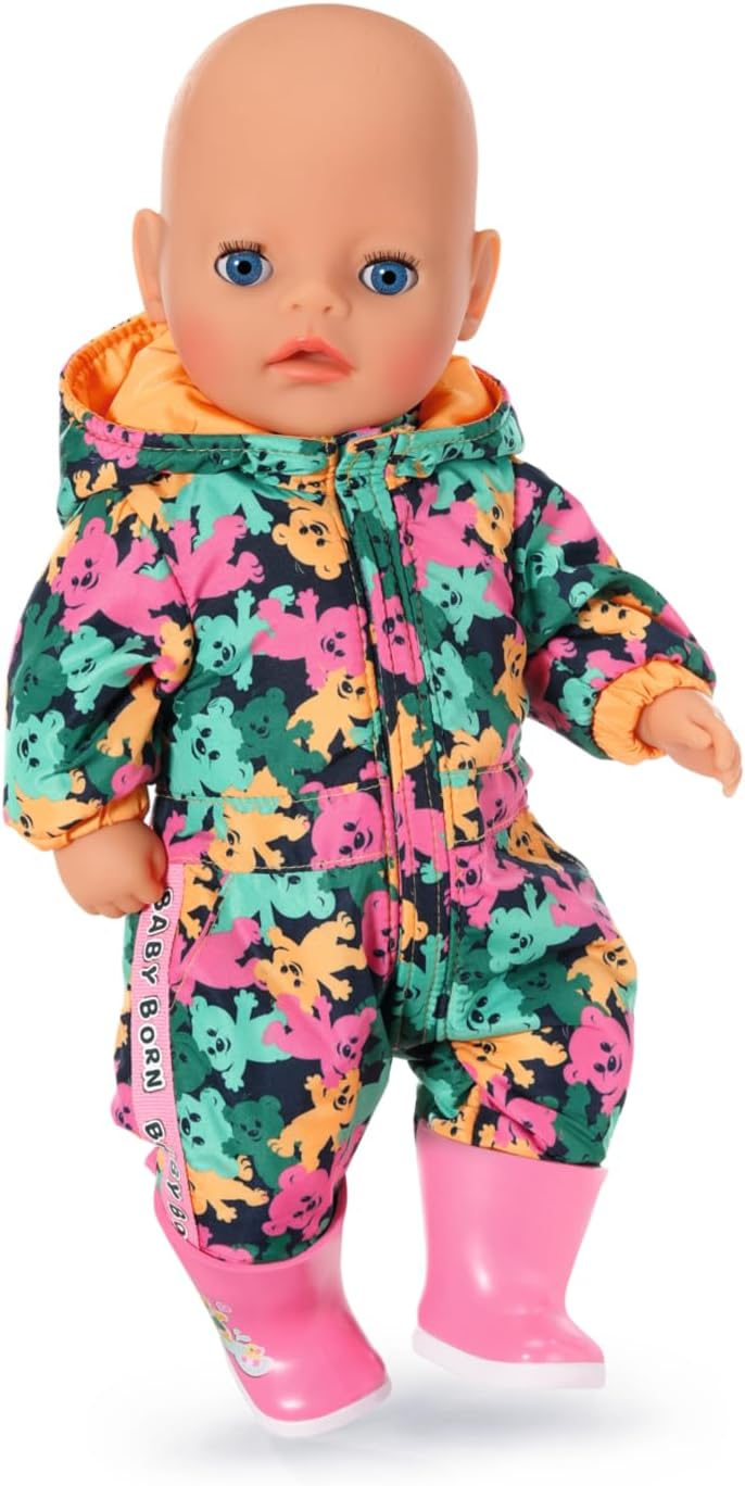 BABY born Little Outdoor Onesie 836323 - Green Rain Suit with Pink Wellies for 36cm Dolls 4