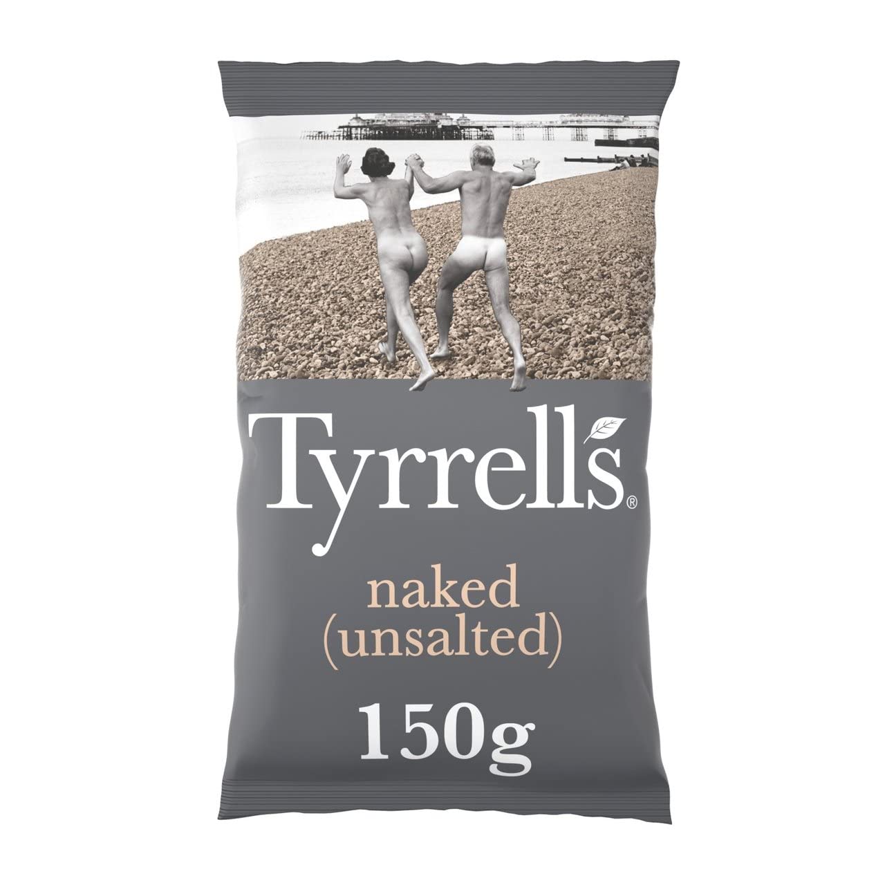 Tyrrells Naked No Salt Potato Crisps, 150g – Hand Cooked Vegan Gluten-Free Snack