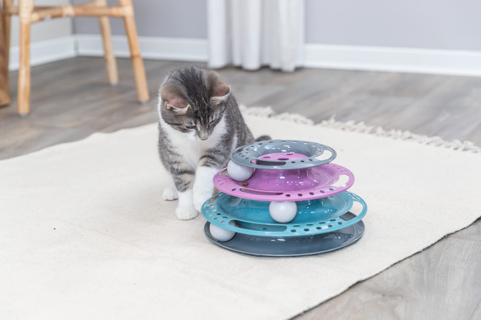 TRIXIE Cat Circle Tower Catch The Balls - Multi-Level Play Tower | Durable Plastic | 25cm Diameter 3