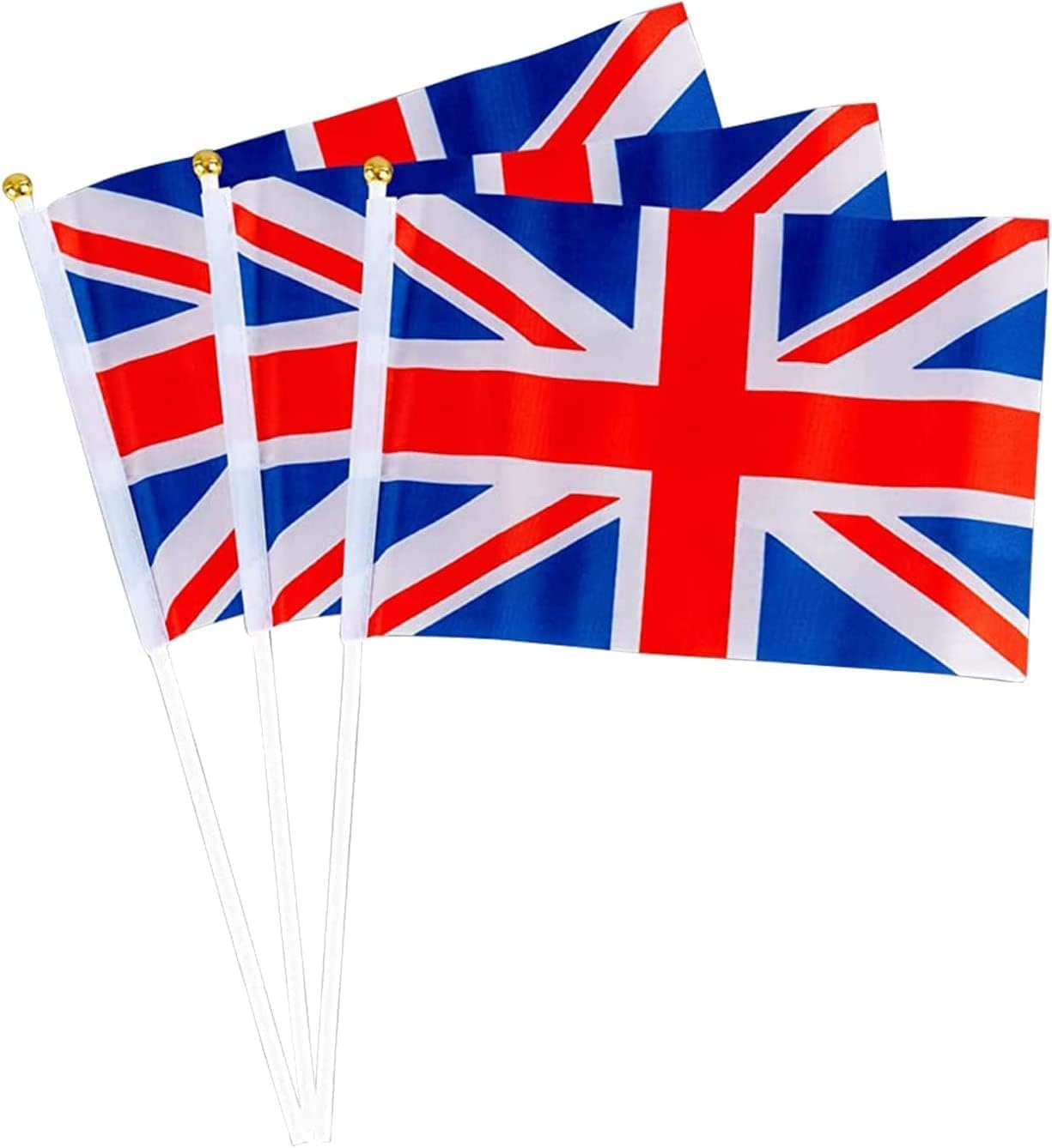 SHATCHI 6pcs Union Jack Hand Flags - 100% Polyester Waving Flags for Royal Events & Parties