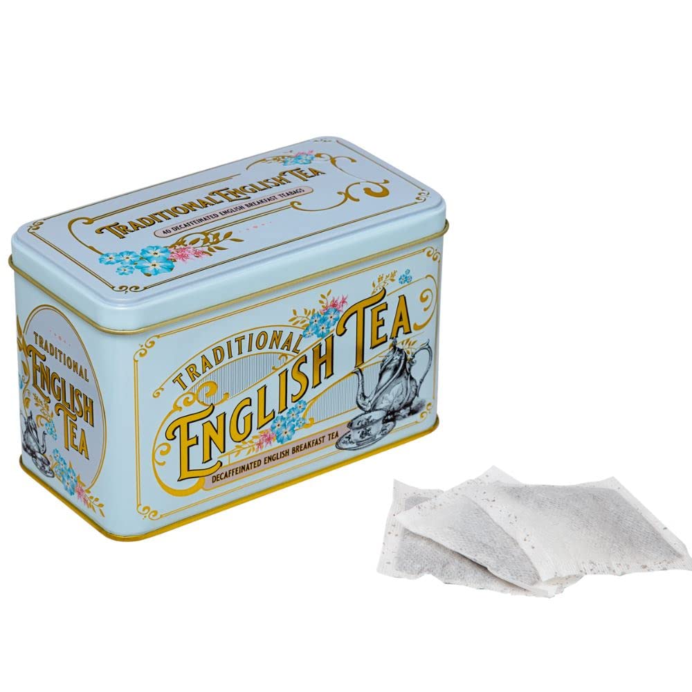 New English Teas Vintage Victorian Decaffeinated English Breakfast Tea Caddy - 40 Foil-Wrapped Teabags 3