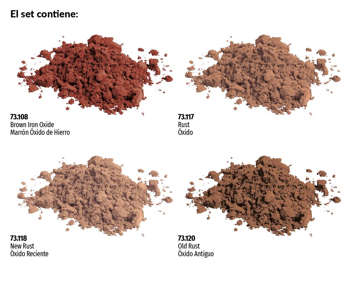 Vallejo Pigment Set - Rust & Corrosion Effects | 4 Jars (35 ml Each) | Includes Guide 3