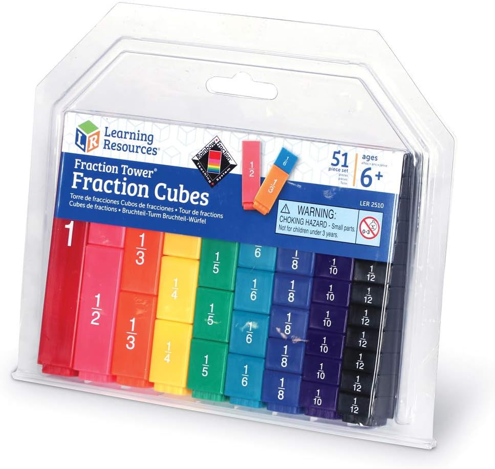 Learning Resources Fraction Tower Cubes - Educational Interlocking Math Manipulatives for Ages 6-10 7
