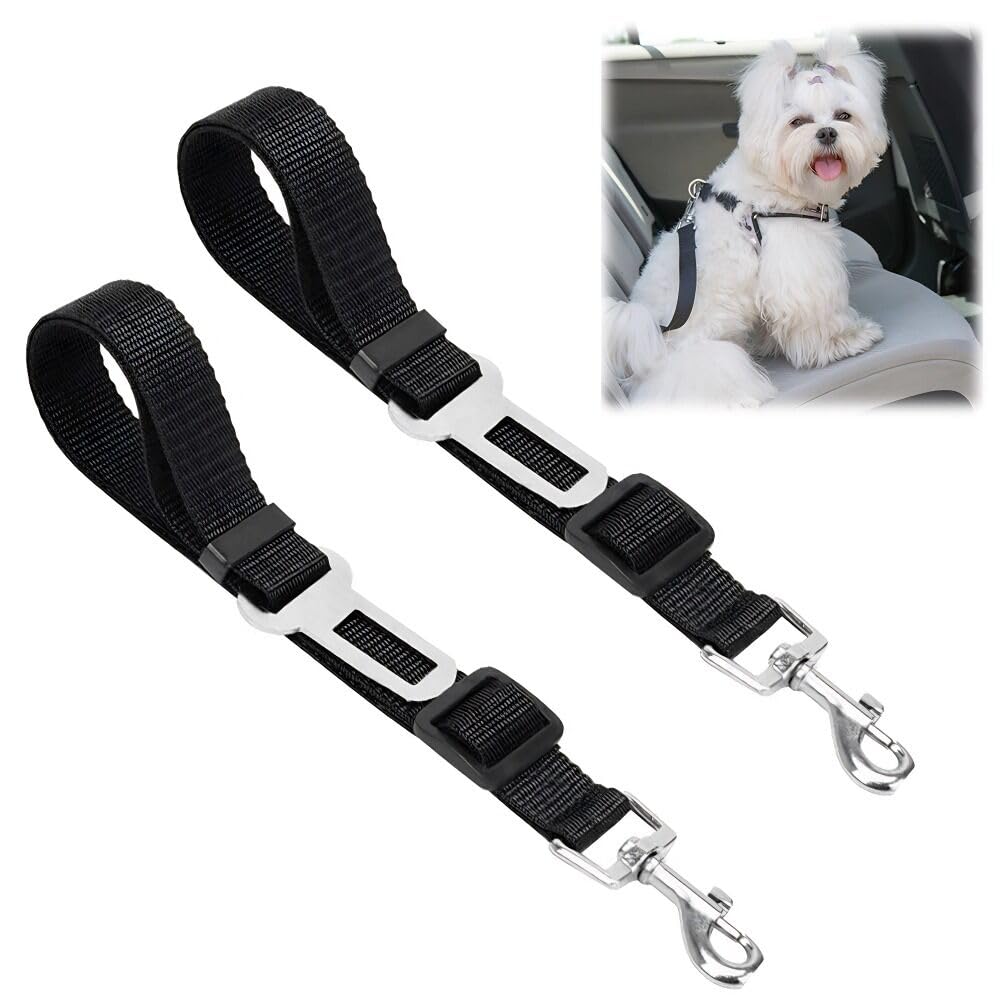 RAM ONLINE Dog Car Seat Belt Strap - 70CM Adjustable, Universal Fit, 2 Pack