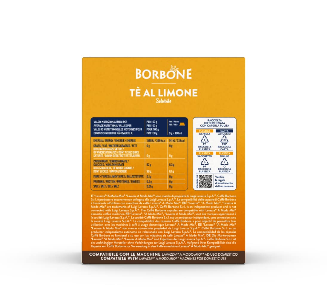 Caffè Borbone Zitronentee – 96 Kapseln (6 Packungen mit je 16 Stück) – kompatibel mit Lavazza A Modo Mio 7