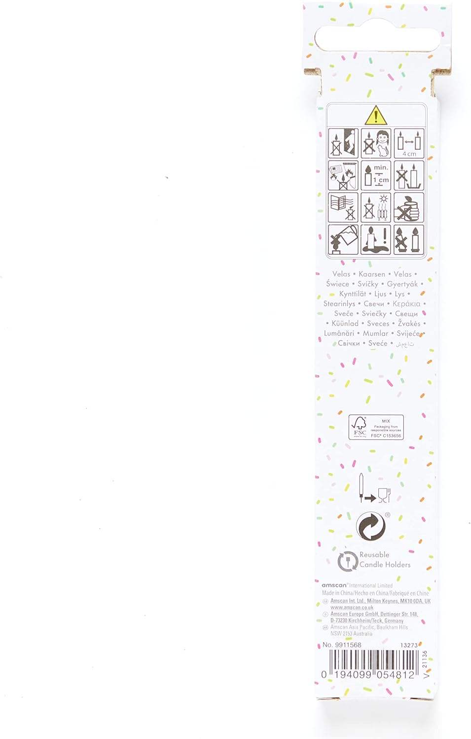 Amscan 9911570 Rose Gold Tall Skinny Cake Candles - 16cm, 10 Pack