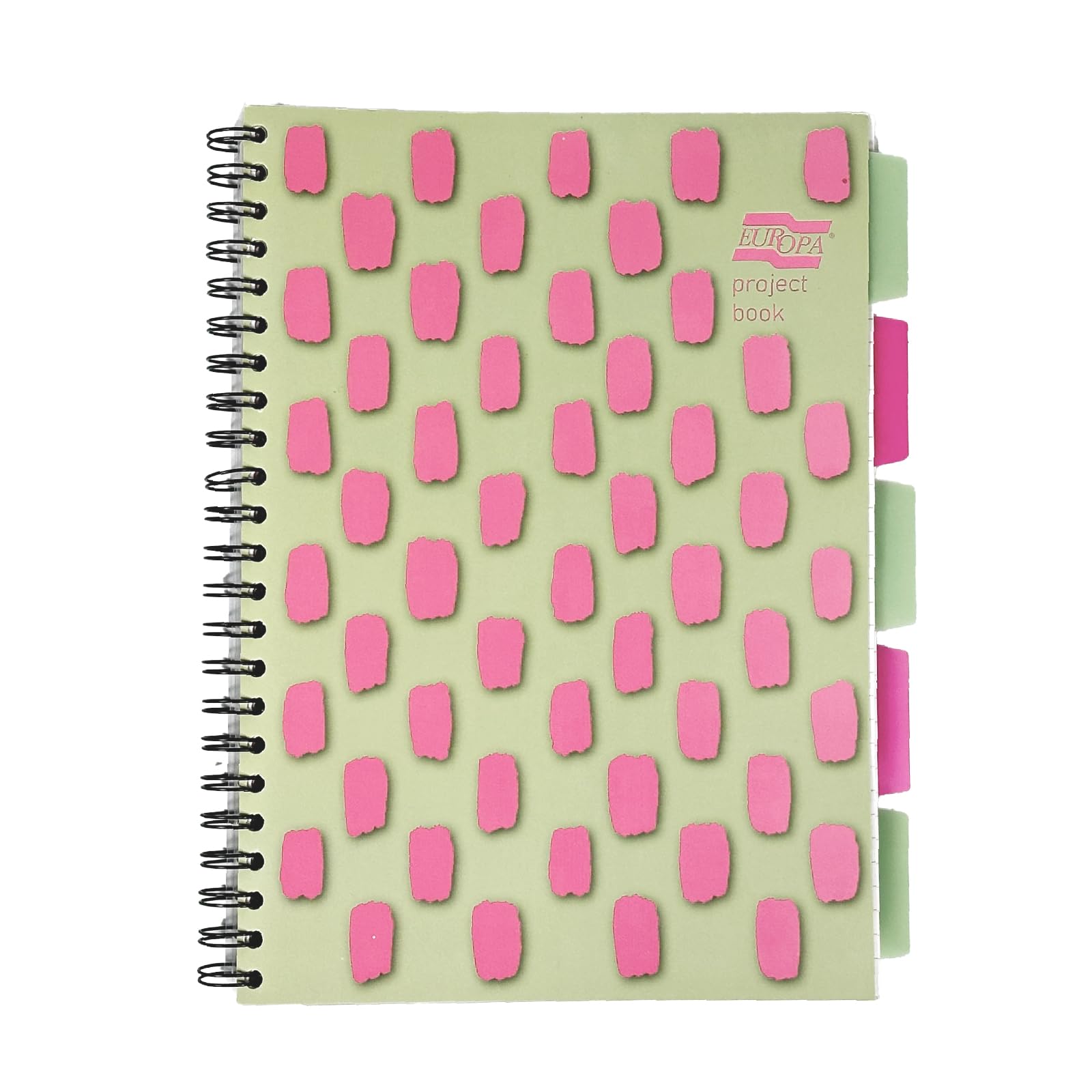 Exacompta Europa Splash Project Book - A4 Lined, 100 Sheets, 5 Moveable PP Dividers, Pink