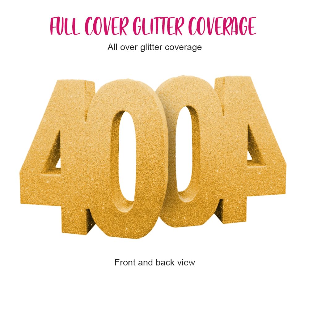 Number 40 Glitter Table Decoration Gold - All-Round Glitter Centrepiece with Weighted Base 4