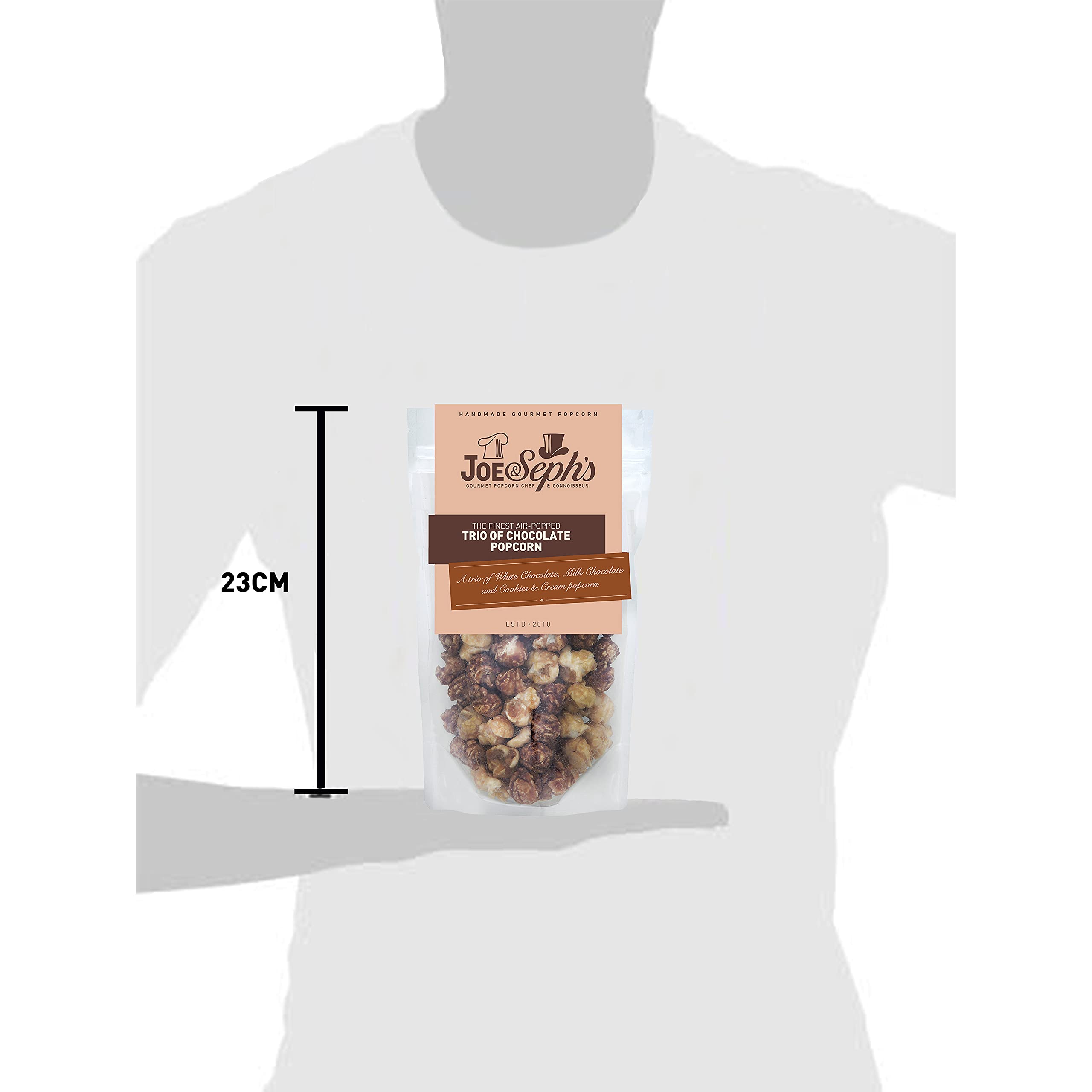 Joe &amp; Sephs Schokoladenpopcorn-Trio (4 x 80 g) – süßer Gourmet-Snack aus der Heißluftmaschine