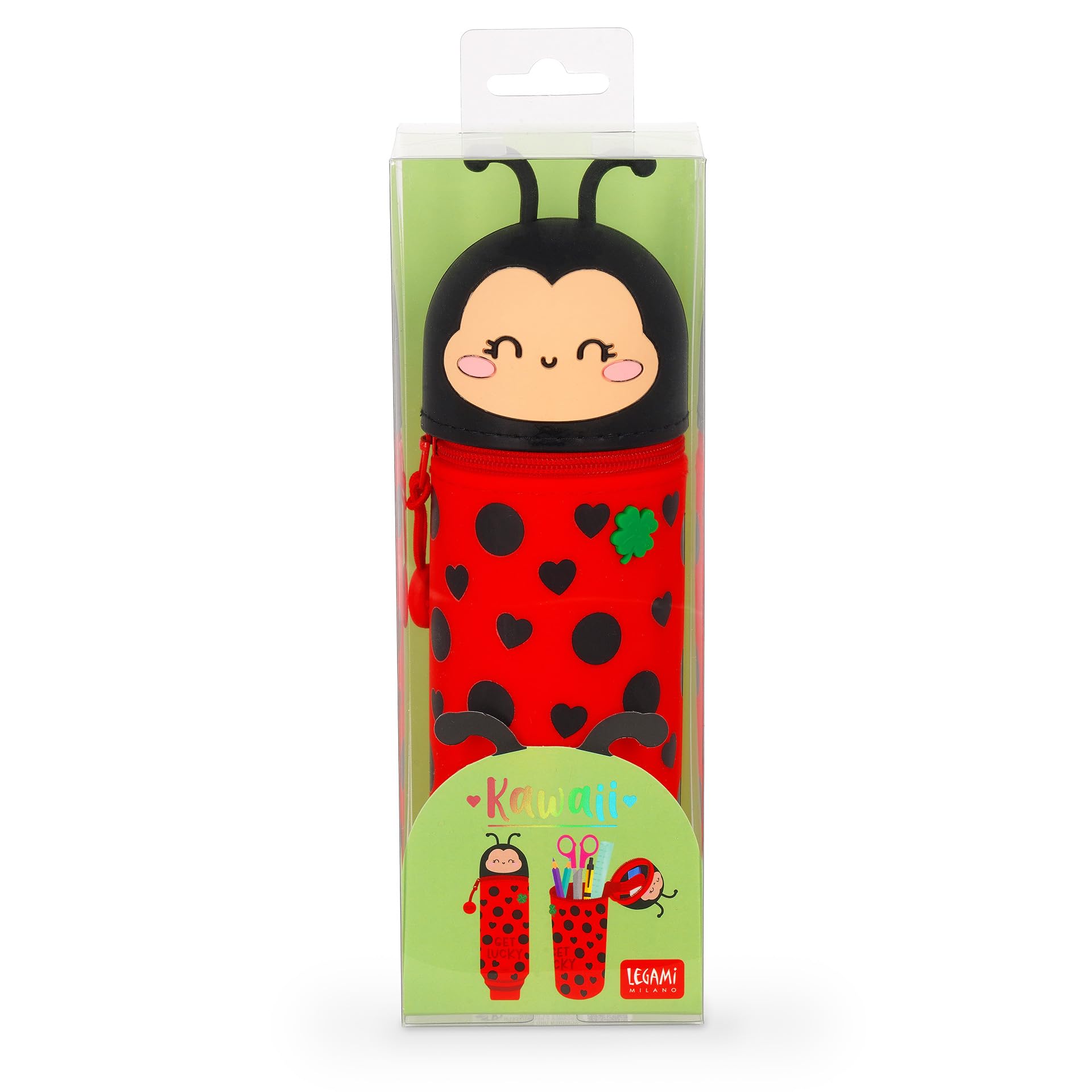 LEGAMI Kawaii Ladybug 2 in 1 Pencil Case & Desk Pen Holder | Silicone | Holds up to 15 Pens 5