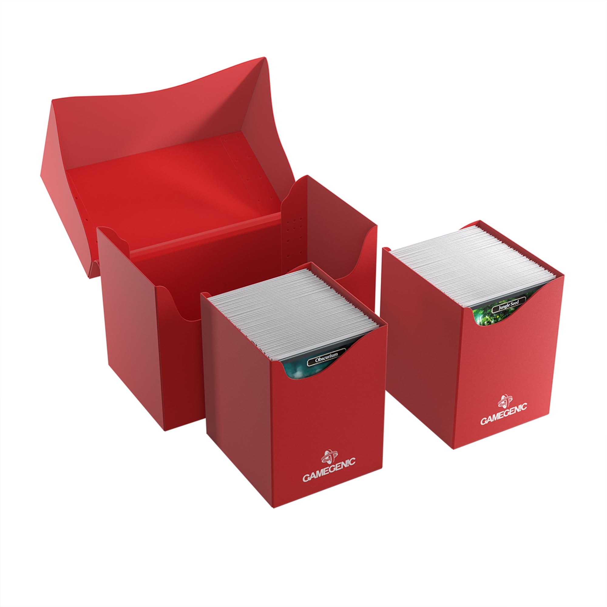 Gamegenic Double Deck Holder 200+ XL Card Box - Holds 200 Double-Sleeved Cards | Red | Acid Free