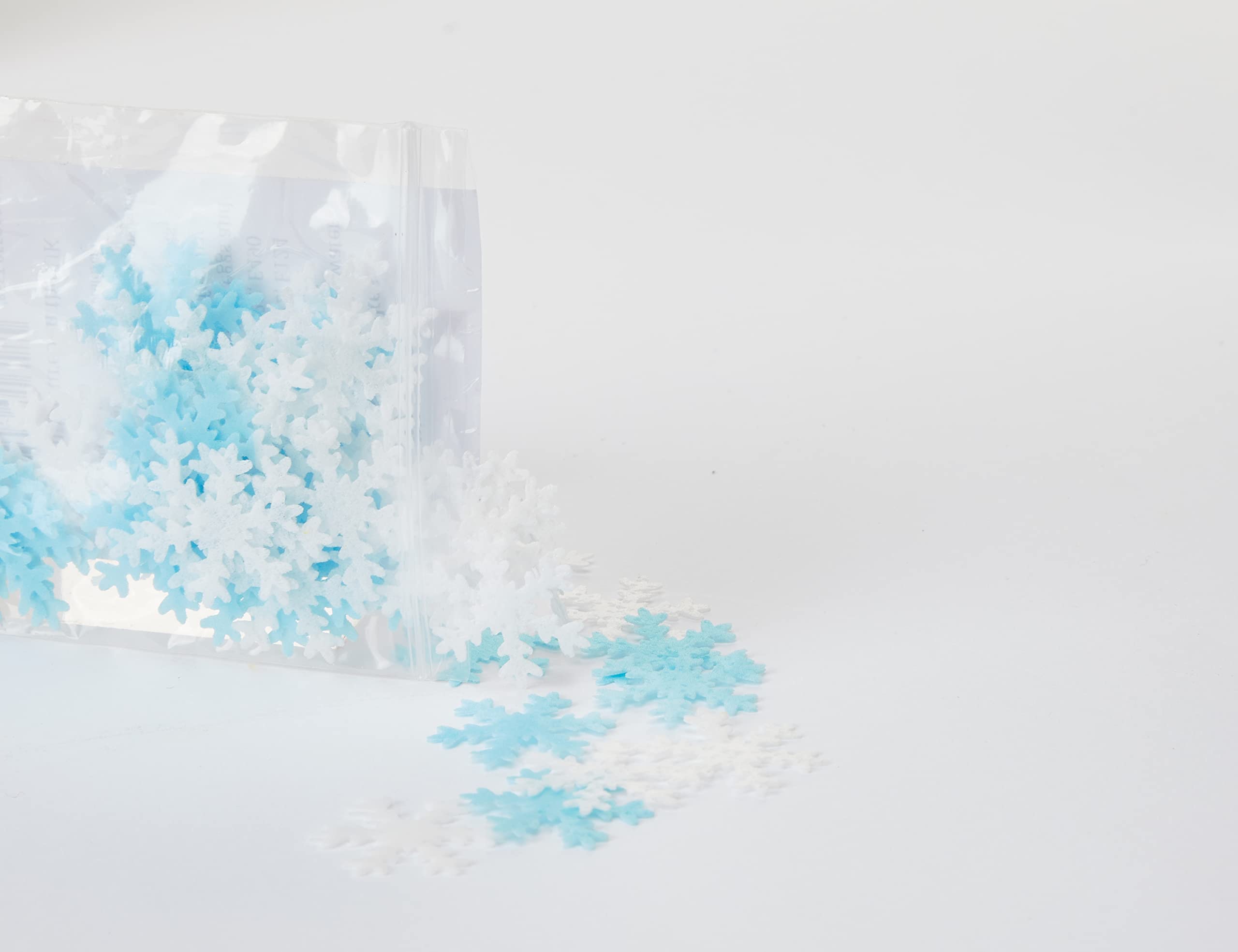 Toppercake Essbare Oblaten-Kuchendekorationen in Schneeflockenform, Blau und Weiß, 48-teiliges Paket