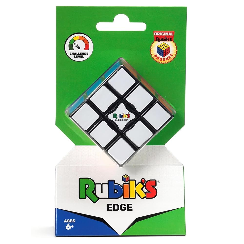 Rubik's Edge 3x3x1 Puzzle Cube - One-Layer Beginner Brain Teaser | Stickerless Plastic