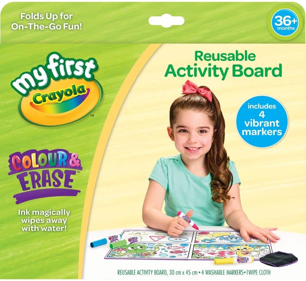 CRAYOLA MyFirst Colour & Erase Reusable Activity Board - Washable Markers for Kids 36 Months+