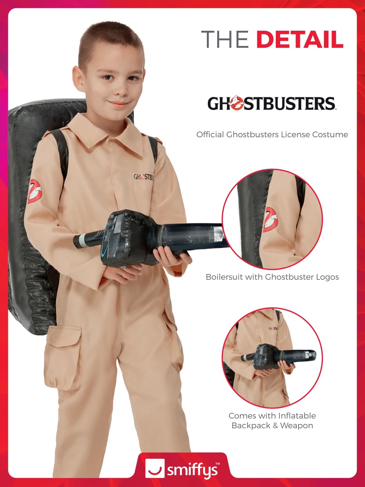 Smiffys Ghostbusters Child's Jumpsuit Costume with Inflatable Backpack 10