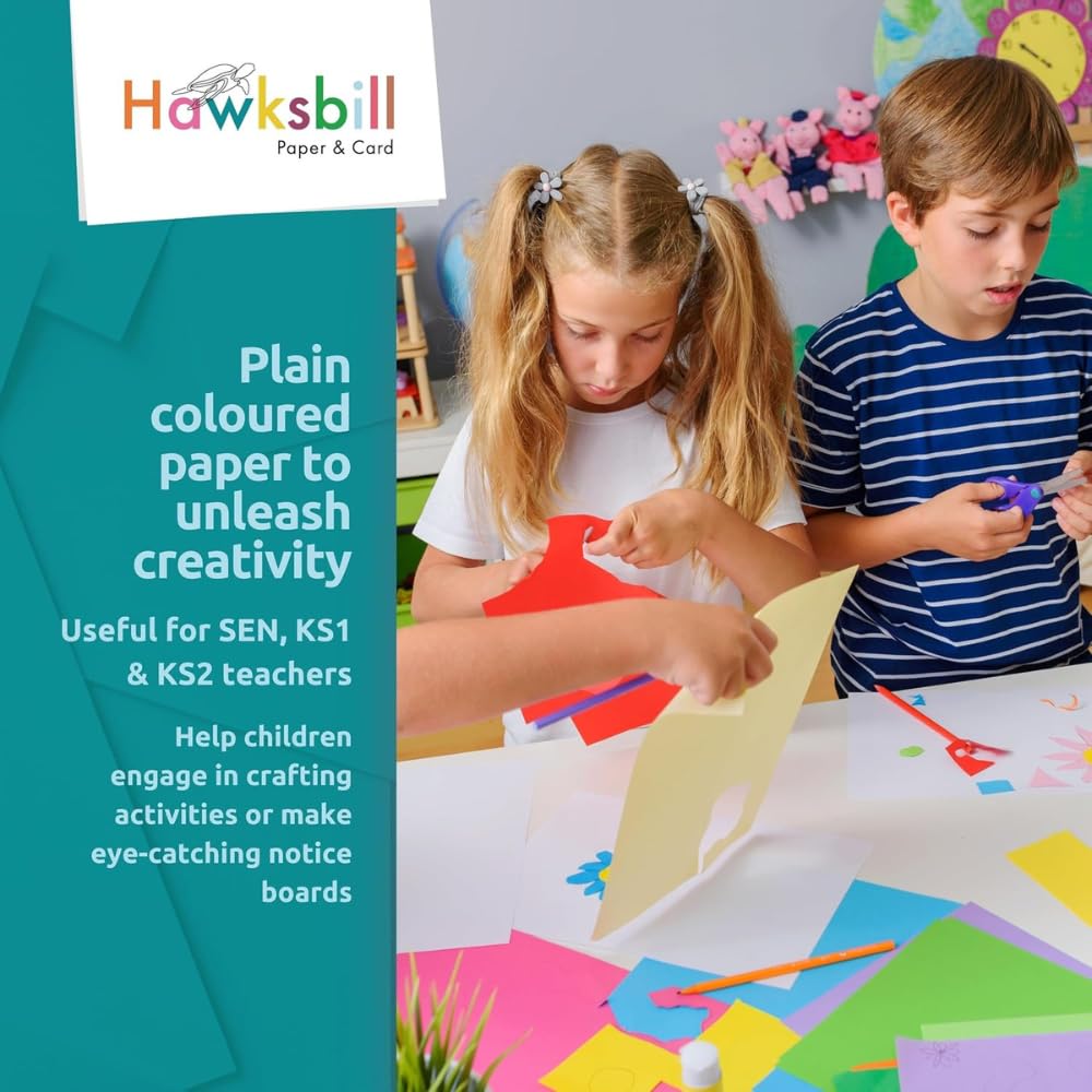 Hawksbill A4 Pastel Coloured Paper - 100 Sheets, 80GSM | Acid Free | Assorted Pastel 6