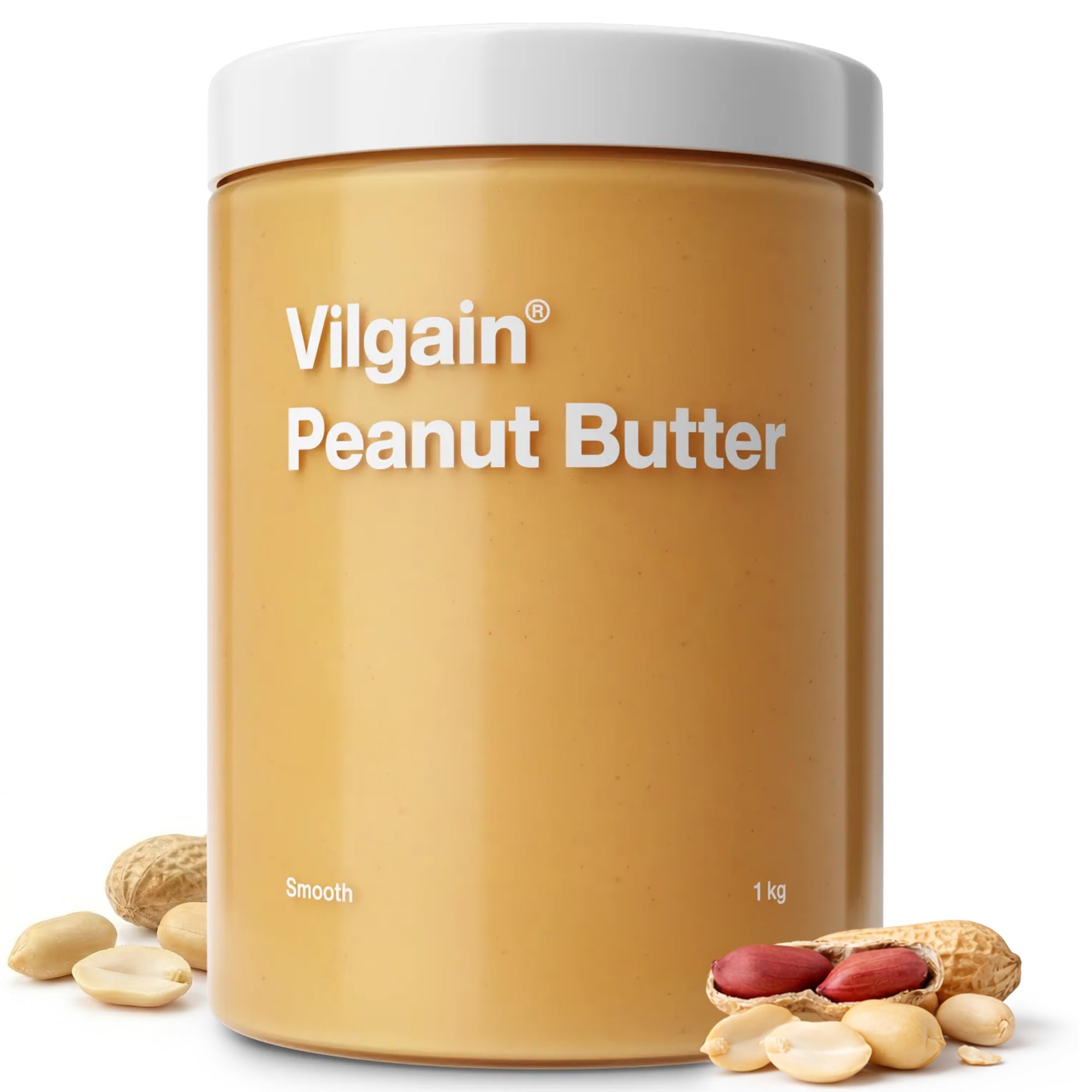 Vilgain 100% Peanut Butter Smooth - 1000g | High Protein (25g/100g) | No Added Sugar or Palm Oil