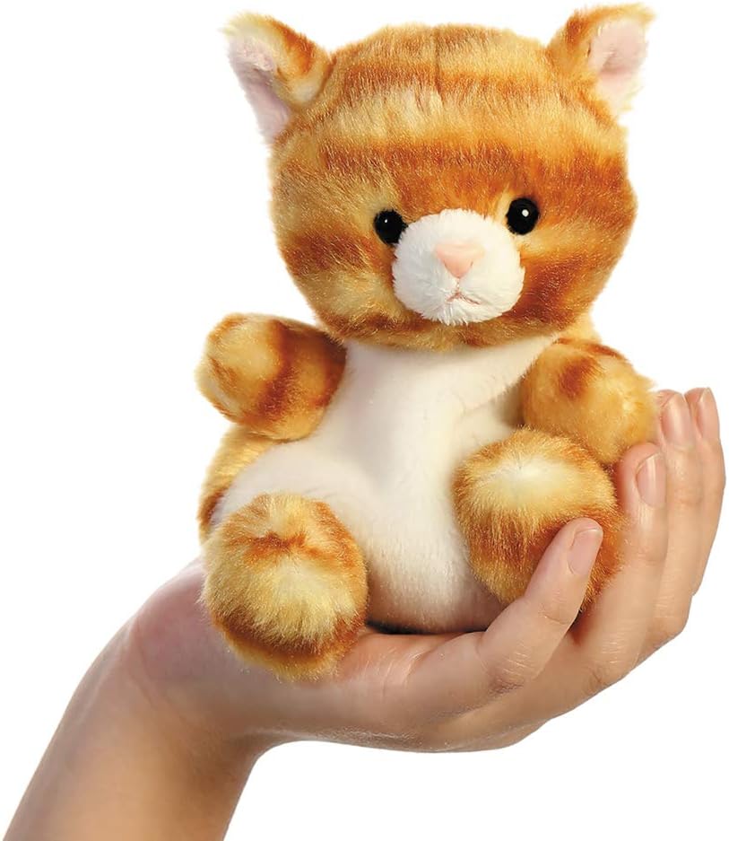 Aurora Palm Pals Meow Kitty Tabby Cat - Soft Bean-Filled Plush Toy, 5 inches, Orange