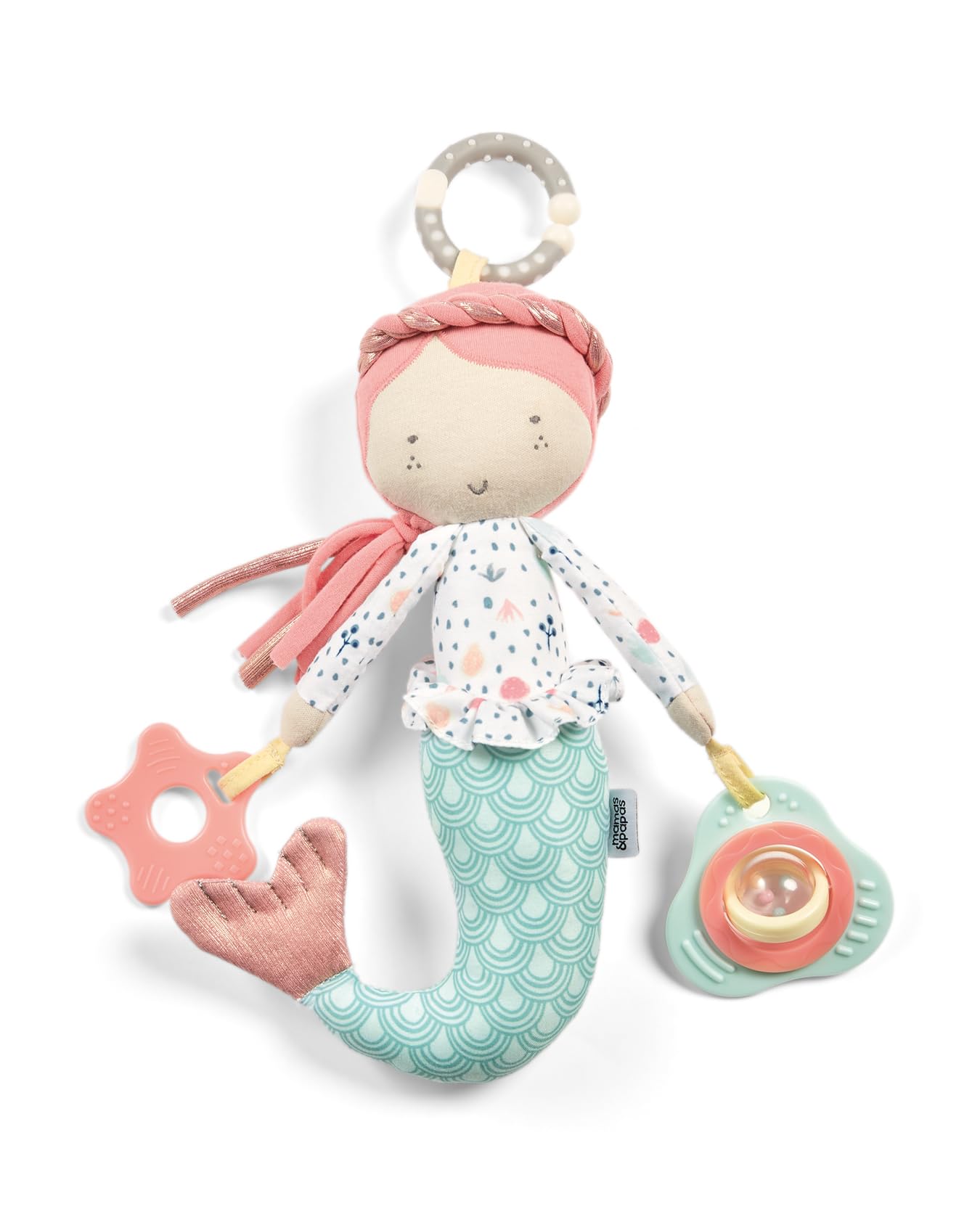 Mamas & Papas Mermaid Soft Activity Toy - Super Soft Textured Plush with Teether for Newborns
