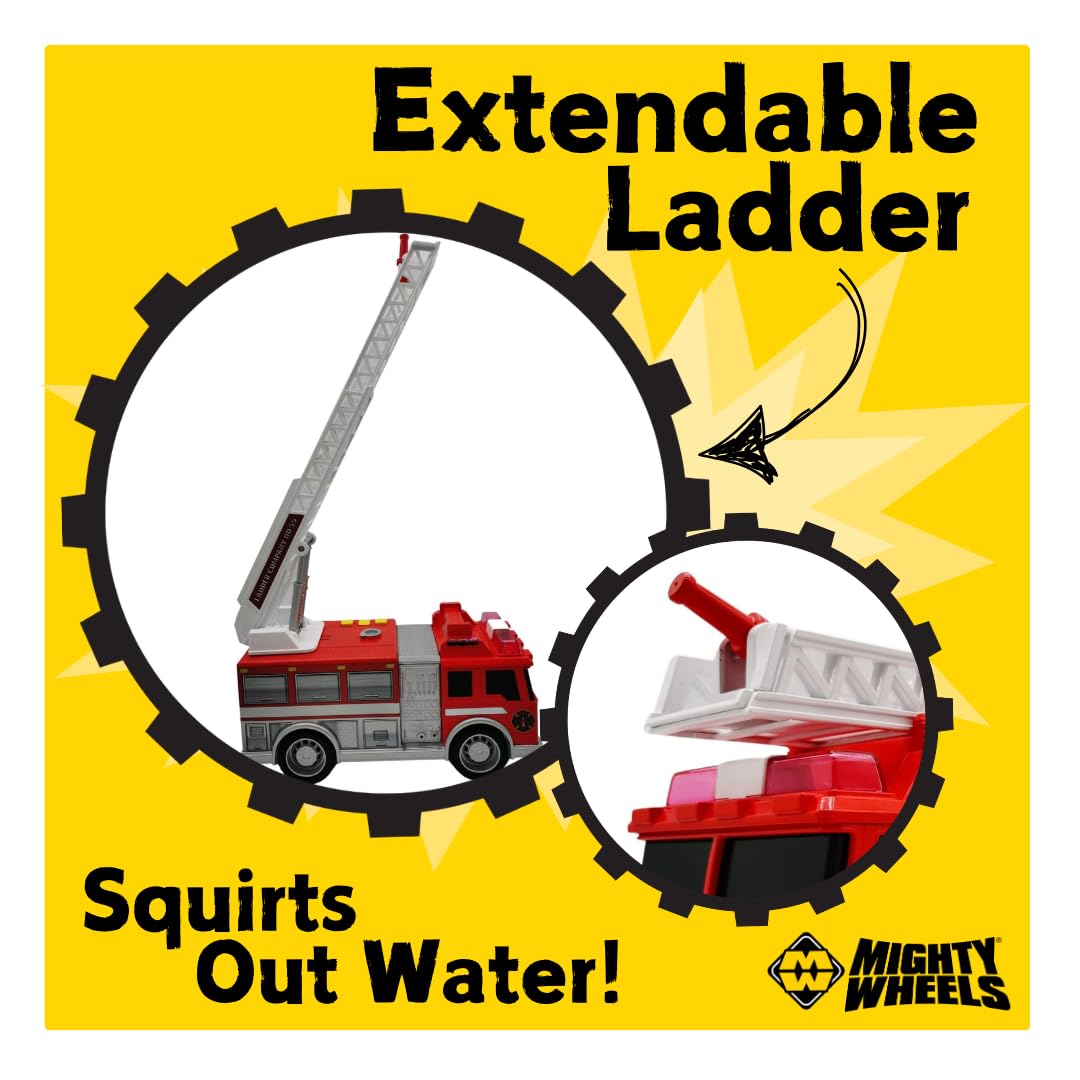 Mighty Wheels Steel Fire Truck Toy - 10" Free-Wheeling Fire Engine with Lights & Sounds 4