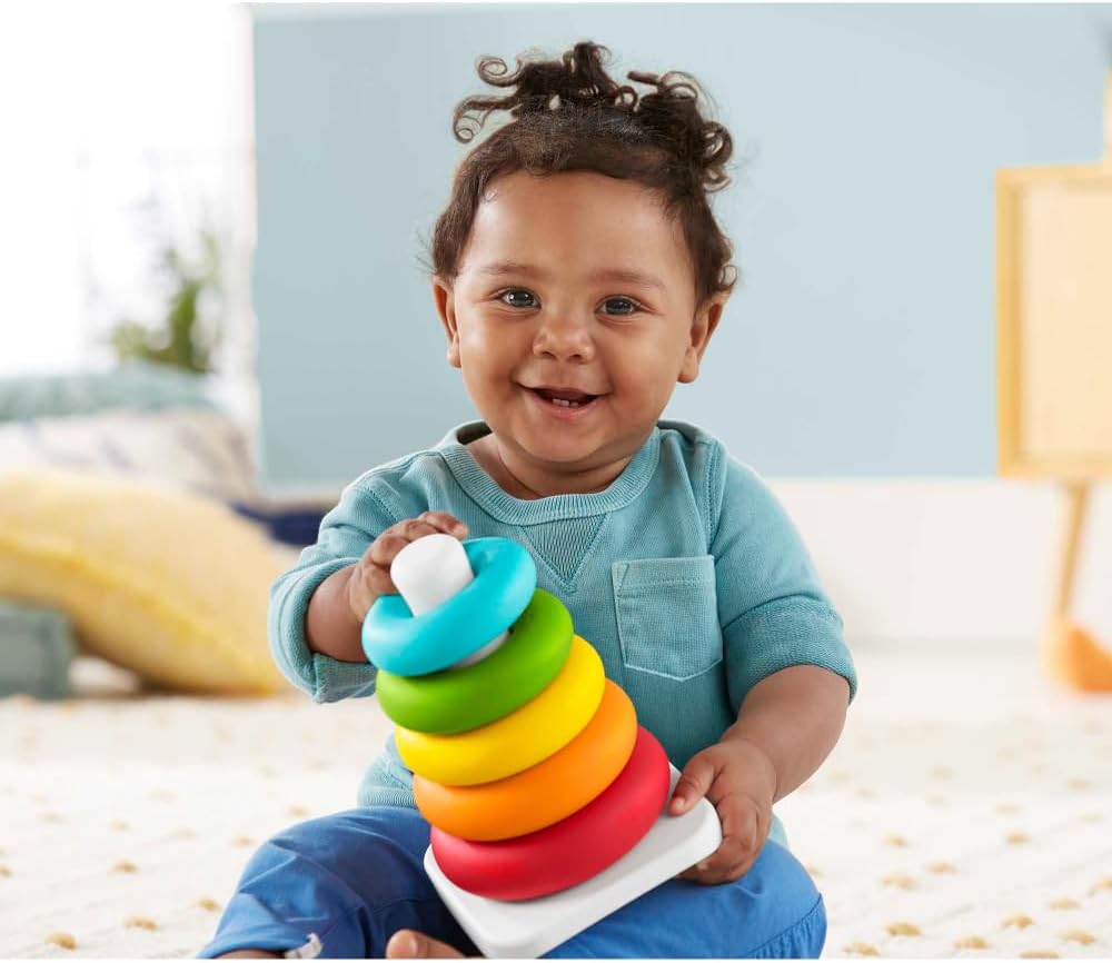 Fisher-Price Rock-a-Stack Babyspielzeug – Klassisches Ringstapelspielzeug für Kinder ab 6 Monaten 6