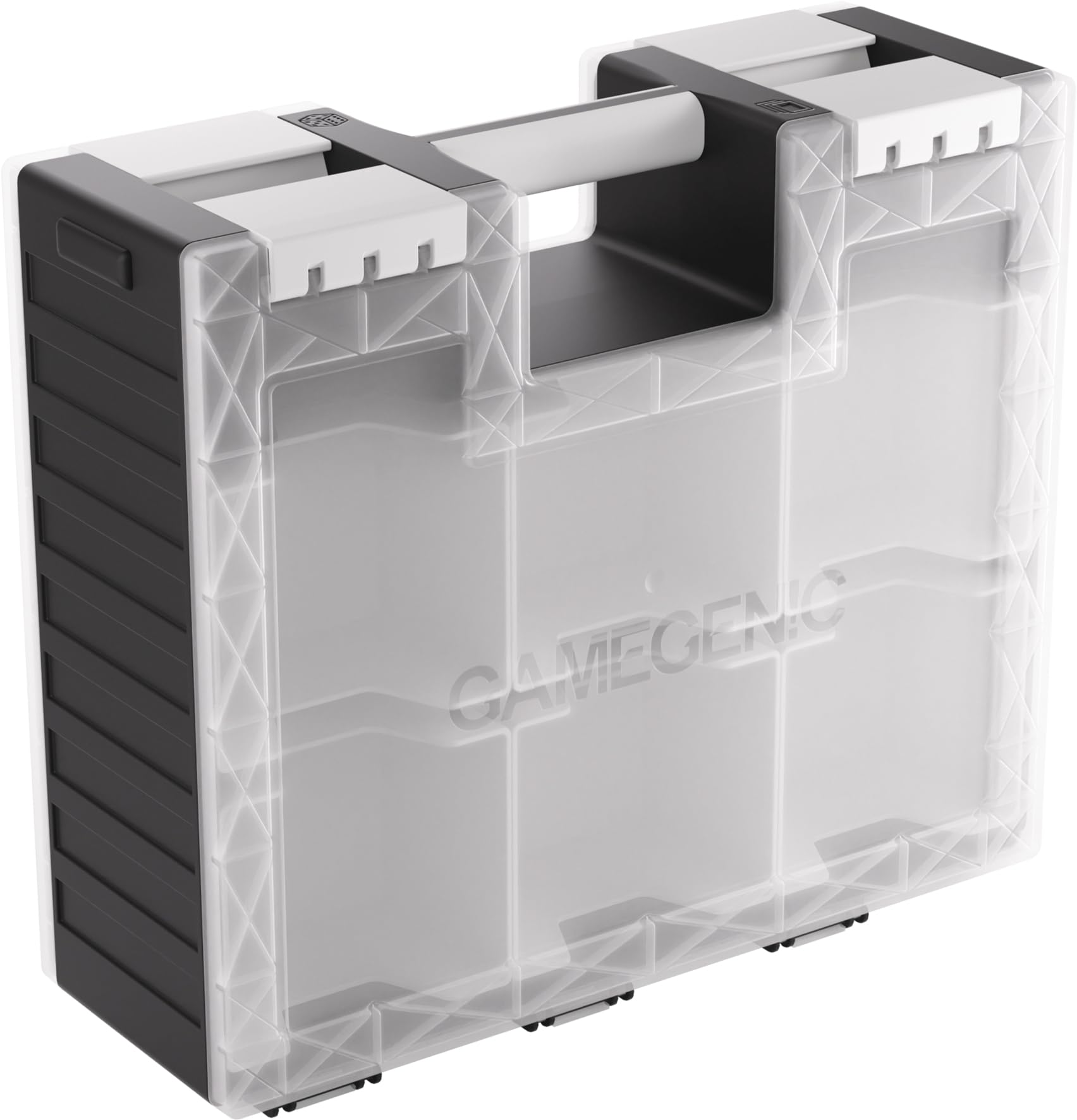 Gamegenic Game Castle Black/White/Clear - Double-Sided Card and Token Storage Case