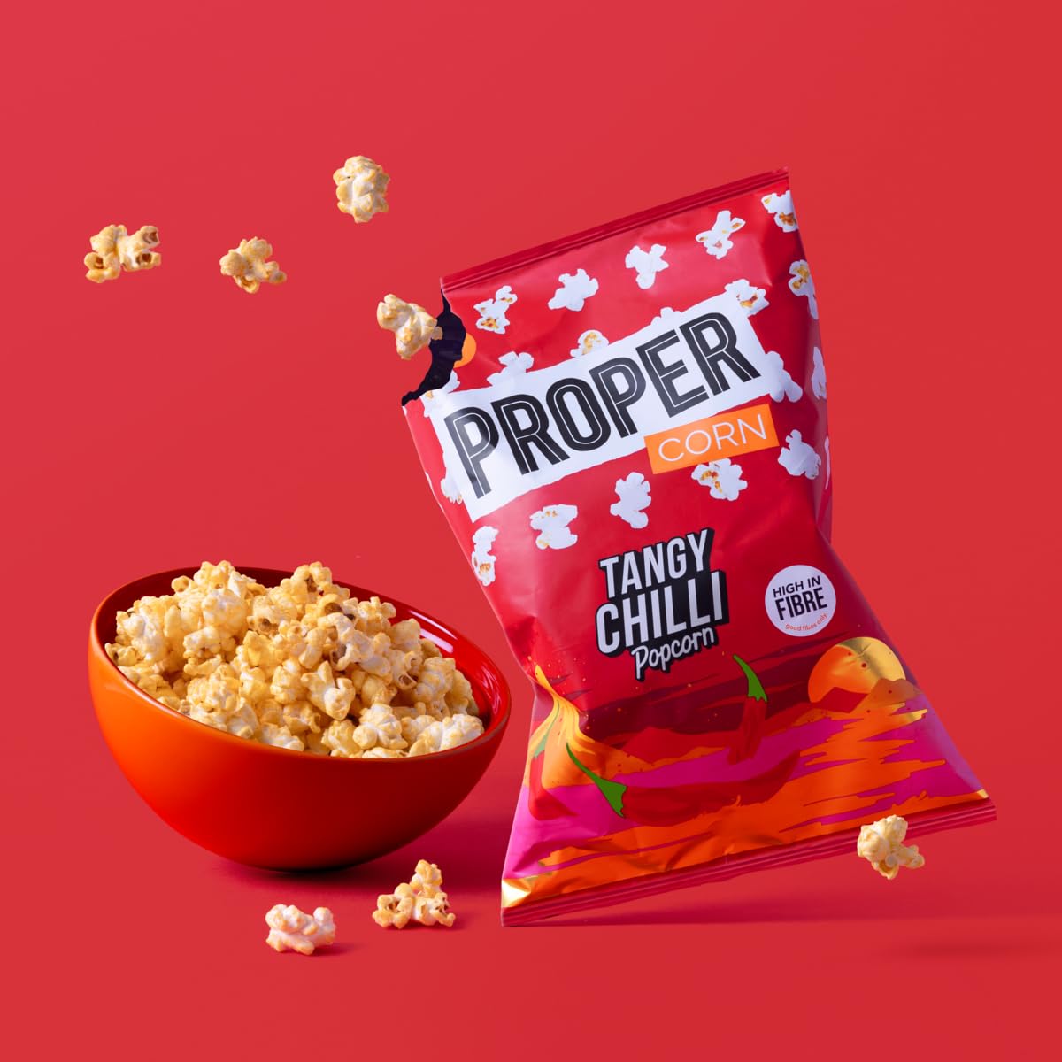 PROPER Tangy Chilli Popcorn - 8 x 70g Bags | Gluten Free, Vegan, Low Calorie Snack 3